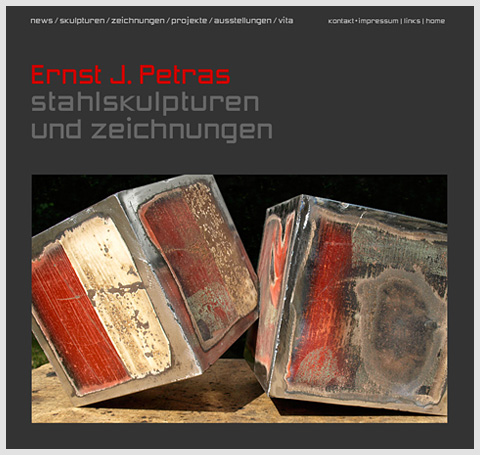 Website, Ernst J. Petras, Stahlskulpturen und Zeichnungen, c-co, Uta Tietze